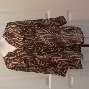 Chico's, blouse,Chiffon brown leopard print Top, Size L